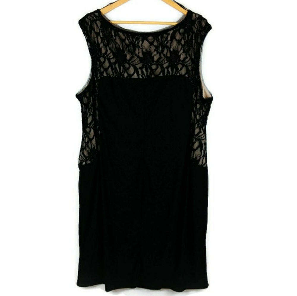 Avenue Black Dress Twinkle Lace over Nude Stretch - Picture 3 of 3